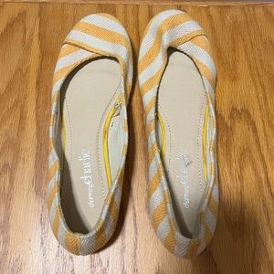 Charming Charlie Yellow Stripe Ballet Flats Size 10